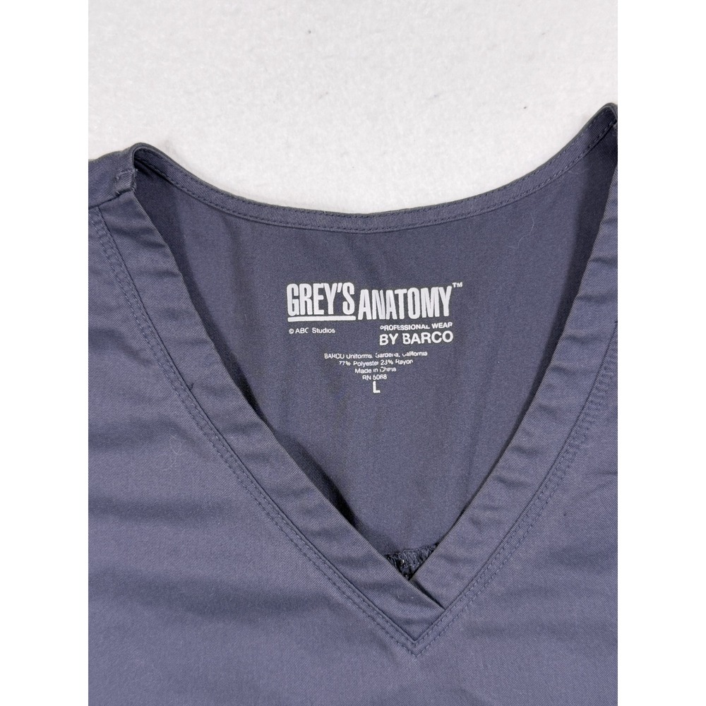 Grey's Anatomy Scrub Top Women Large Gray V-Neck Pocket 71166 Professional Wear - Picture 2 of 8